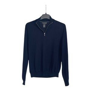 The Men Store Bloomingdale’s Quarter Zip Merino Navy Sweater M